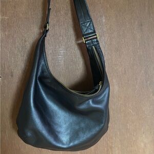 Madewell Piazza Black Leather Slouch Shoulder Bag
